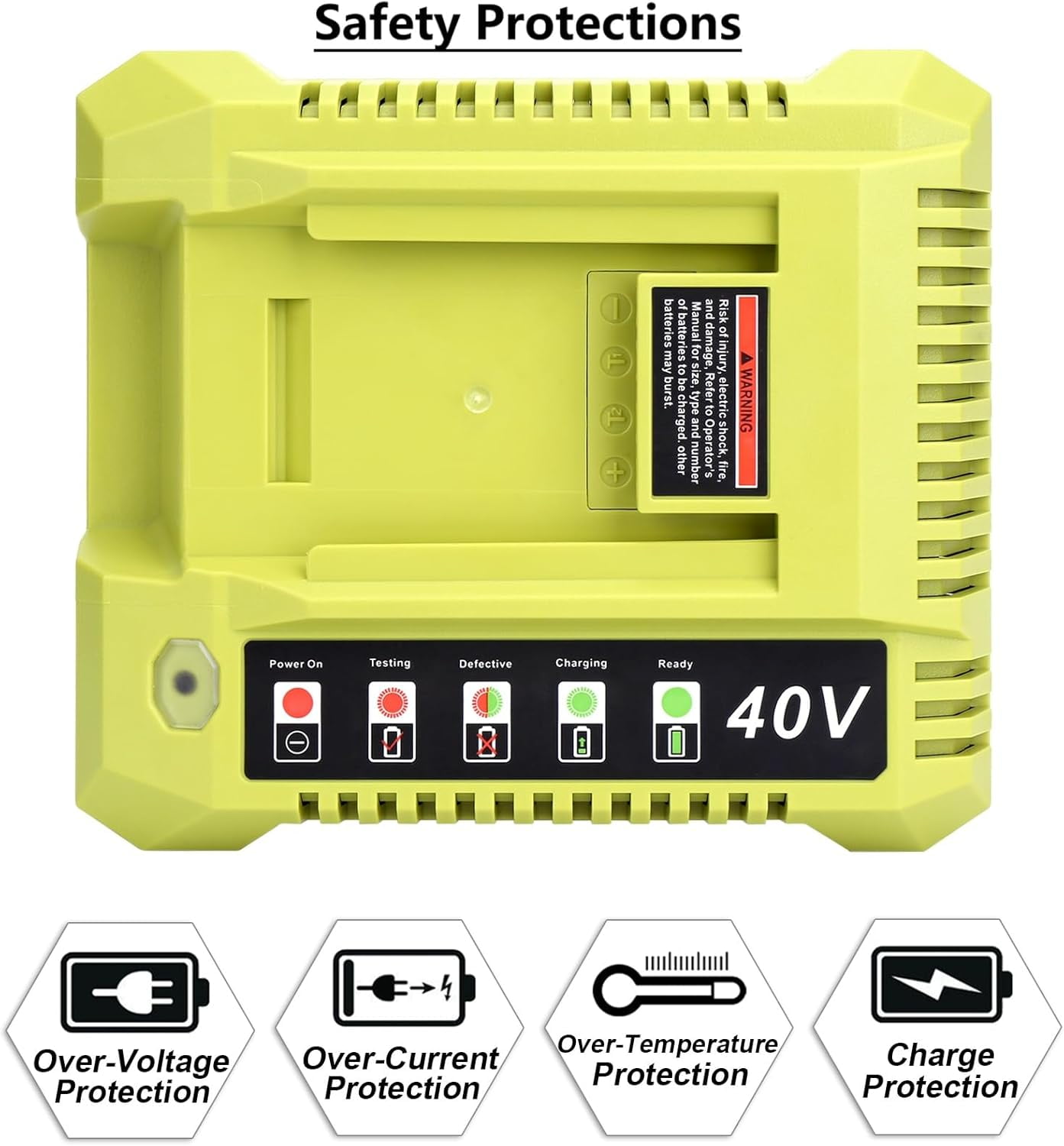 Replacement for Ryobi 40V Battery Charger, OP401 Charger Compatible with Ryobi 40V Lithium Battery OP4040 OP4050 OP4050A OP40601 OP4026 OP4015 OP4030 Fast Charger