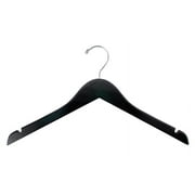 NAHANCO #8217CHNOBAR 17" Black Gloss Flat Wooden Shirt Hangers with Notches (Pack of 100)