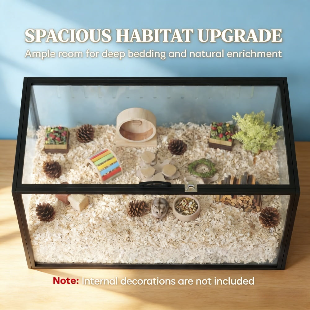 Spacious Hamster Cage Pet Cage 41.3" Acrylic & Steel Small Pet Enclosure with Clear Sides Large Top Door for Hamsters Gerbils Rats Hedgehogs