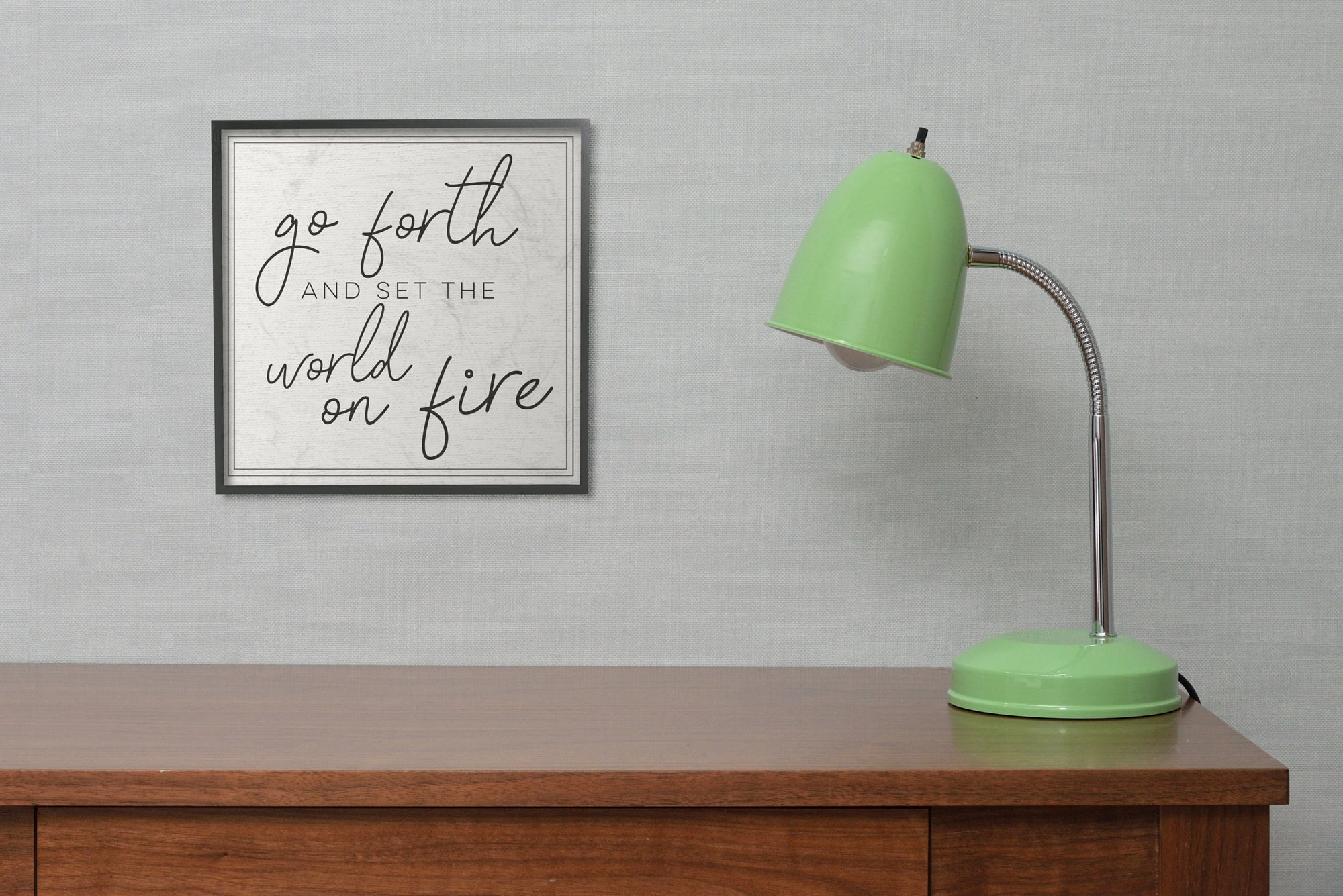 Stupell Industries Go Forth World on Fire Inspirational Painting Black Framed Art Print Wall Art, 12 x 12