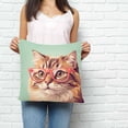 thumbnail image 3 of Throw Pillow Covers 18x18 Inch, Green Cat Decorative Pillow Cases for Couch Sofa Bed, Funny Animals Modern Art Cotton Linen Square Home Decor Pillowcases with Hidden Zipper, 3 of 7