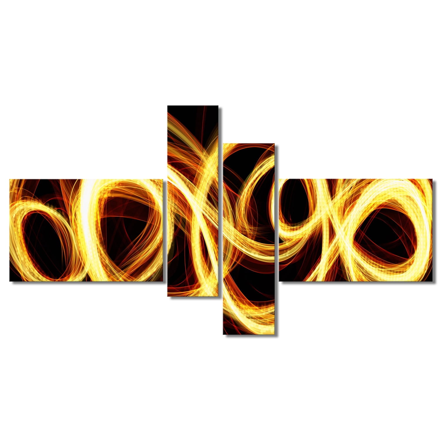 Design Art Gold Shock Abstract Canvas Art, 4 Panels, 60" x 32"