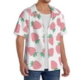 thumbnail image 2 of Uemuo Strawberry Pattern Cotton Linen Short Sleeve Shirts,Casual Lightweight Button Down Shirts,Vacation Beach Summer Tops-4X-Large, 2 of 7