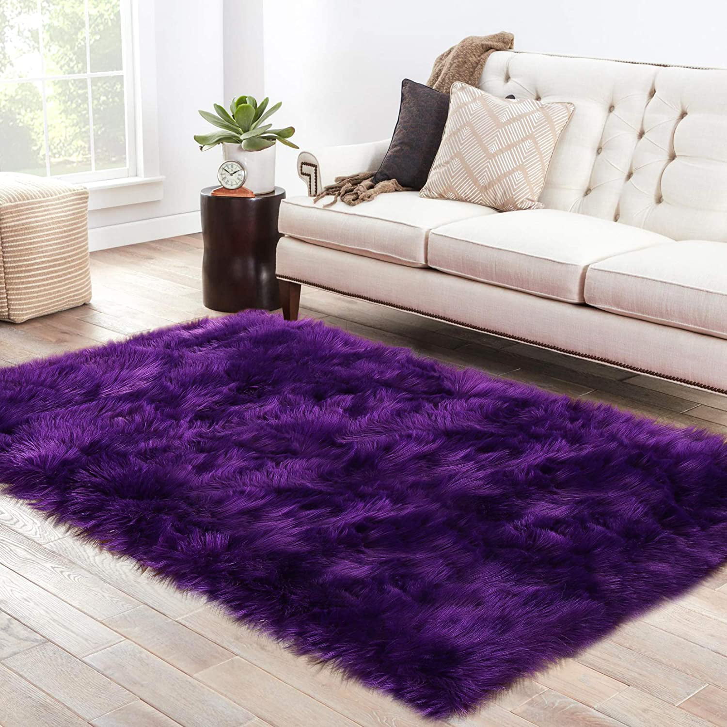 Ultra Soft Fluffy Rugs Faux Fur, Purple Living Room Rugs
