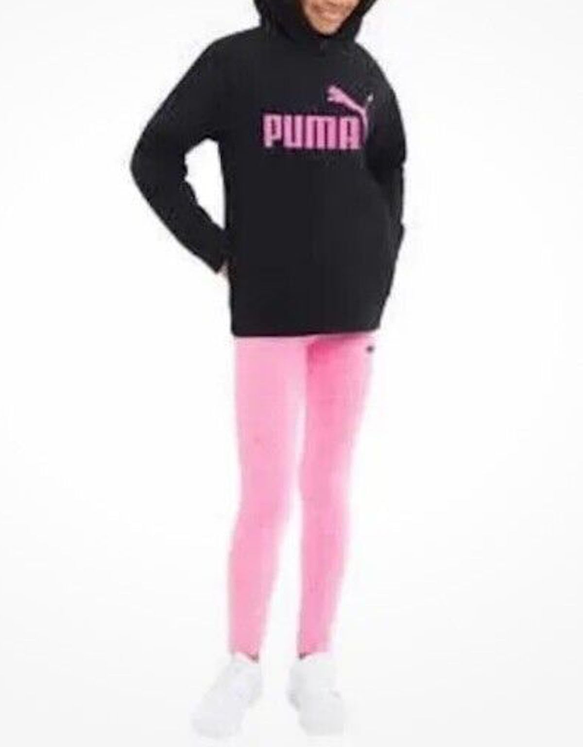 Youth Girl's 3 Piece Outfit Clothing Set, 1 Tee, 1 Hoodie, 1 Legging (Black/Pink, XX-Small)