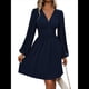 thumbnail image 2 of Vestido Elegante para Mujer, Cuello en V, Larga, Cintura Alta, Corte Holgado, para Fiesta de Graduación, Cóctel, Corto Azul Marino XL, 2 of 9