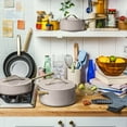 thumbnail image 2 of Beautiful 12pc Ceramic Non-Stick Cookware Set, Porcini Taupe by Drew Barrymore, 2 of 7