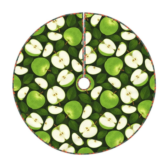 Fotbe Green Fruit Pattern Christmas Tree Skirt, Tree Skirts Plush Christmas Decorations, Christmas Tree Skirts Xmas Decorations Holiday Party Decor-48"