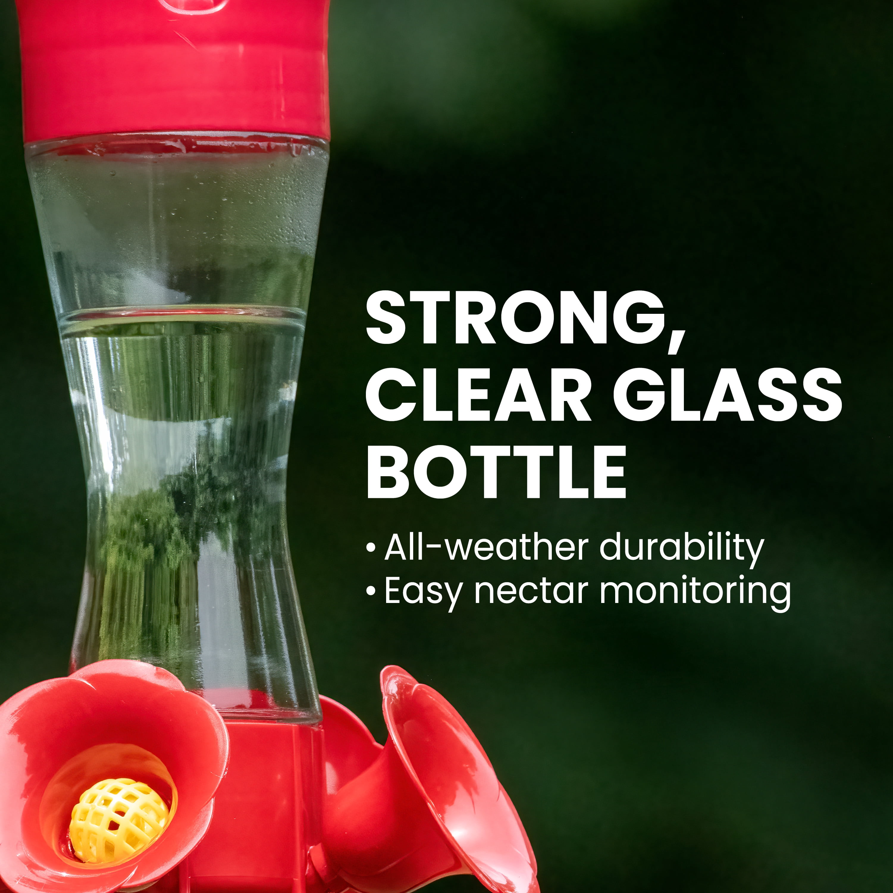 Perky-Pet Pinch-Waist Glass Hummingbird Feeder 8 oz Capacity, Red
