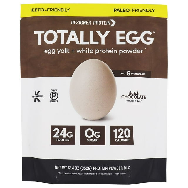 Designer Protein - Totally Egg Poudre de Protéines Jaune d'Oeuf + Blanc Chocolat Hollandais - 12,4 oz