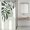 thumbnail image 4 of Stall Small Sage Green Abstract Matisse Leaves Shower Curtain Boho Mid Century Half Minimalist Geometric 36Wx72H Inch RV Single Narrow Fabric Decor Bathroom Polyester Waterproof 7 Pack Hooks, 4 of 6
