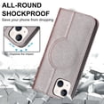 thumbnail image 3 of Funda antirrobo con cierre magnético para iPhone 13 Mini, compatible con carga magnética, piel sintética y TPU, diseño tipo cartera, ranuras para tarjetas, 3 of 5