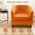 thumbnail image 2 of SHANNA Velvet Tub Chair Covers, 2 Pieces Stretch Modern Armchair Slipcovers Non Slip Sofa Couch Slipcover for Club Bar Counter Living Room Reception,With Separate Cushion Cover, Orange, 2 Pack, 2 of 12