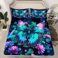 thumbnail image 2 of Manfei Female Men Green Butterfly 4 Pieces Queen Sheet Sets,Chic Floral Flowers Ultra Soft Flat Sheet,Abstract Gradient Queen Fitted Sheet,Microfiber Bedroom Decor, 2 of 7