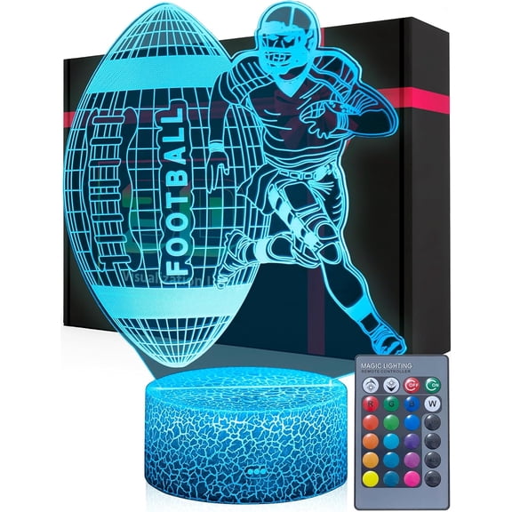 MYKOMI Football Night Light for Boys, 16 Color Changing Dimmable Room Decor Sports Fan Lamp with Remote, Birthday Christmas Football Gifts for Kids Teens Men