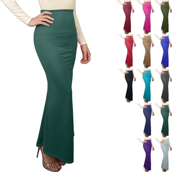 Vibrex Women's Long Pencil Skirt High Waisted Summer Bodycon Tight Maxi Skirts Women Solid Stretchy Bodycon Maxi Skirt for Elegant Casual Office Wear