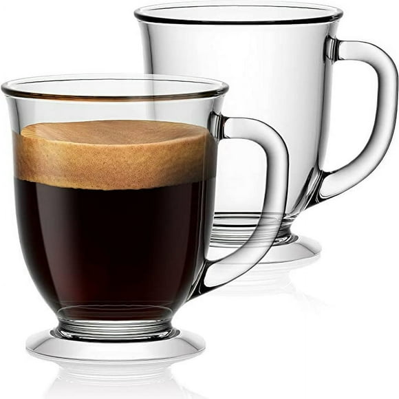 Glass Coffee Mugs Set of 2 Clear Coffee Mug 15 Oz Large Glass Mugs With Handles for Hot Beverages Clear Mugs for Tea