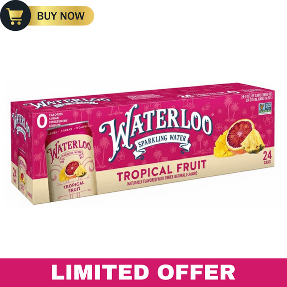 Waterloo Sparkling Water Tropical Fruit Flavor, 12 fl oz Cans, Pack of 24 🌴✨