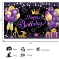 thumbnail image 4 of 7x5FT Glitter Black Purple Golden Happy Birthday Party Beautiful Backdrop Photo Background Cloth Happy Birthday Sign Banner Decoration Supplies for Women Girl, 4 of 7