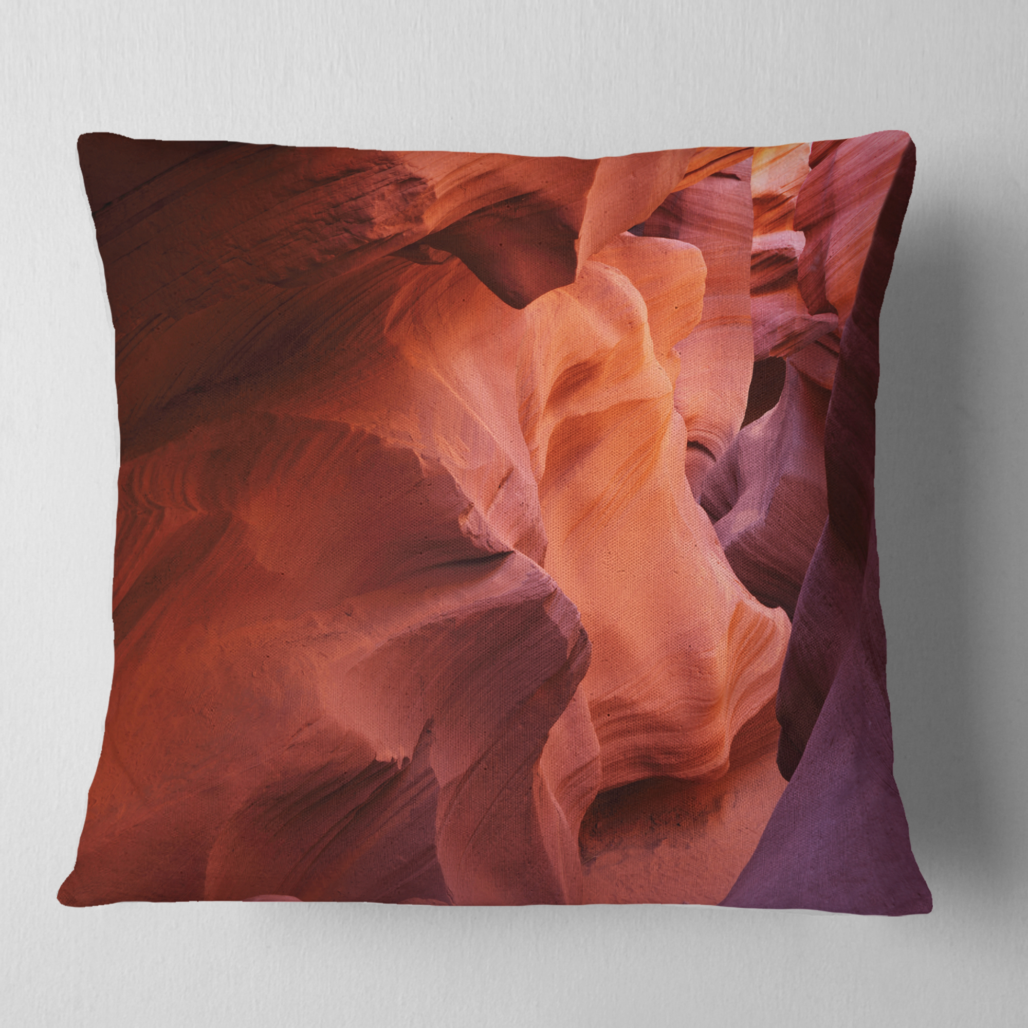 Designart Antelope Canyon Magical Shades - Landscape Photography Throw Pillow - 16x16