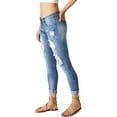 thumbnail image 3 of Machine Jeans Women's Juniors Mid Waist Distressed Denim Crop Skinnys (Medium Denim, 0 ), 3 of 4
