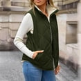 thumbnail image 5 of Sherpa Fleece Lined Jacket Vest for Women Winter Casual Warm Cropped Coat Sleeveless Full Zip Quilted Outerwear (2XL, Army Green), 5 of 7