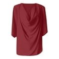 thumbnail image 3 of DuoJiaJ Women's Solid Color Chiffon Blouse Loose V Neck Casual Pullover Tee Top Women’s Casual Tops Red, 3 of 3