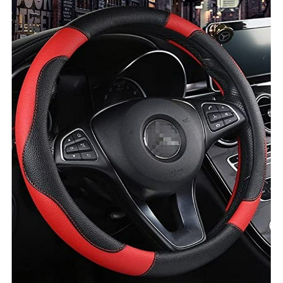 Istn Men's Sport Style Contrast Color Non-Slip Sweat Good Breathable PU Leatherette 15 inch Car Steering Wheel Cover