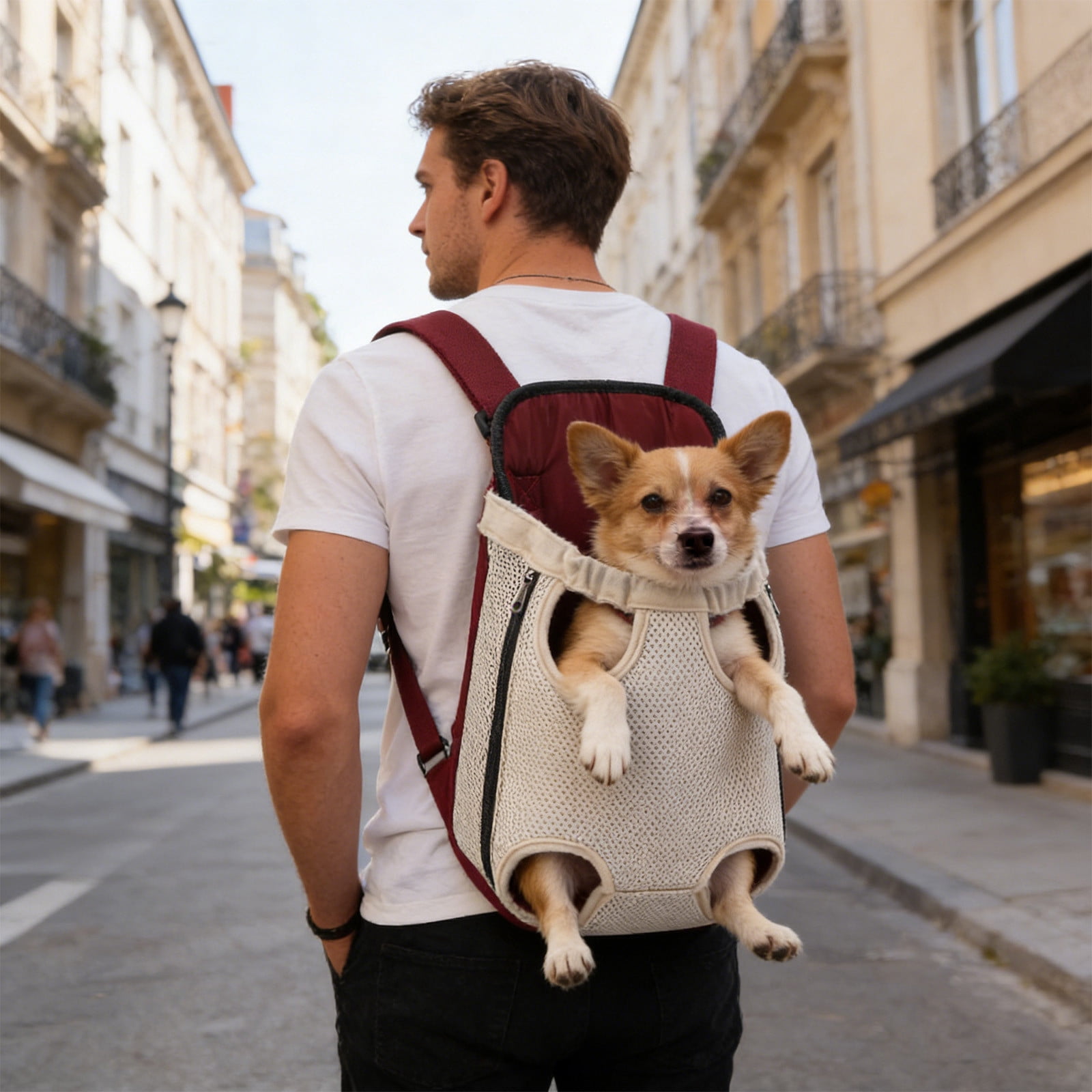 Lunxisen 2 Pcs Breathable Pet Backpack Carrier Mesh Ventilation Outdoor Travel Hiking Portable Dog Cat Carrier Bag(M)