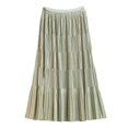thumbnail image 4 of RUTAYY 2025 Spring Summer New Pleated Design Elastic High Waist Knee Length Mid-Length Skirt For Women Solid Color Casual Travel Skirts, 4 of 4