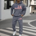thumbnail image 2 of Valora Menswear Two Piece Set Featuring Letter Graphic Hooded Sweatshirt and Matching Drawstring Trousers for Everyday Casual Wear Grey L, 2 of 5