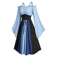 thumbnail image 3 of Iyufng Womens Off The Shoulder Flare Sleeve Corset Maxi Dresses Color Block Gothic Witch Costume for Halloween Party, 3 of 7