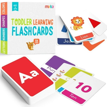 merka Toddler Flash Cards Alphabet Flash Cards for Toddlers, Set of 64 Letters, Colors, Shapes and Numbers, Learning Toy Educational Preschool Toddler Flashcards