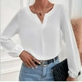 thumbnail image 4 of under 10.00 LYXSSBYX Solid Long Sleeves Women Tops Satin Socket V-Neck Solid-color Commute Long Sleeve Blouses Shirt Tops, 4 of 9