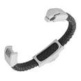 thumbnail image 2 of Stainless Steel Black Leather Silver-Tone Lion Head Men's Bracelet, 2 of 3