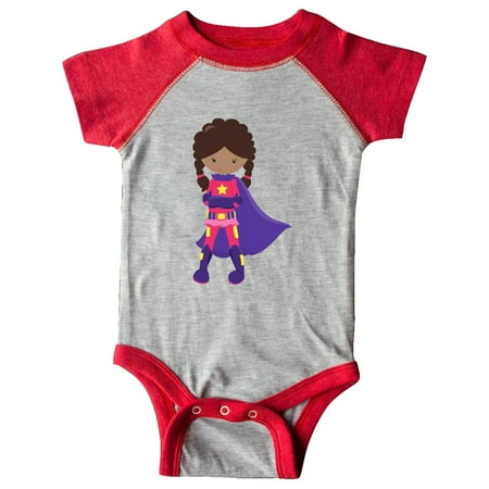 

Inktastic African American Girl Superhero Girl Purple Cape Gift Baby Girl Bodysuit