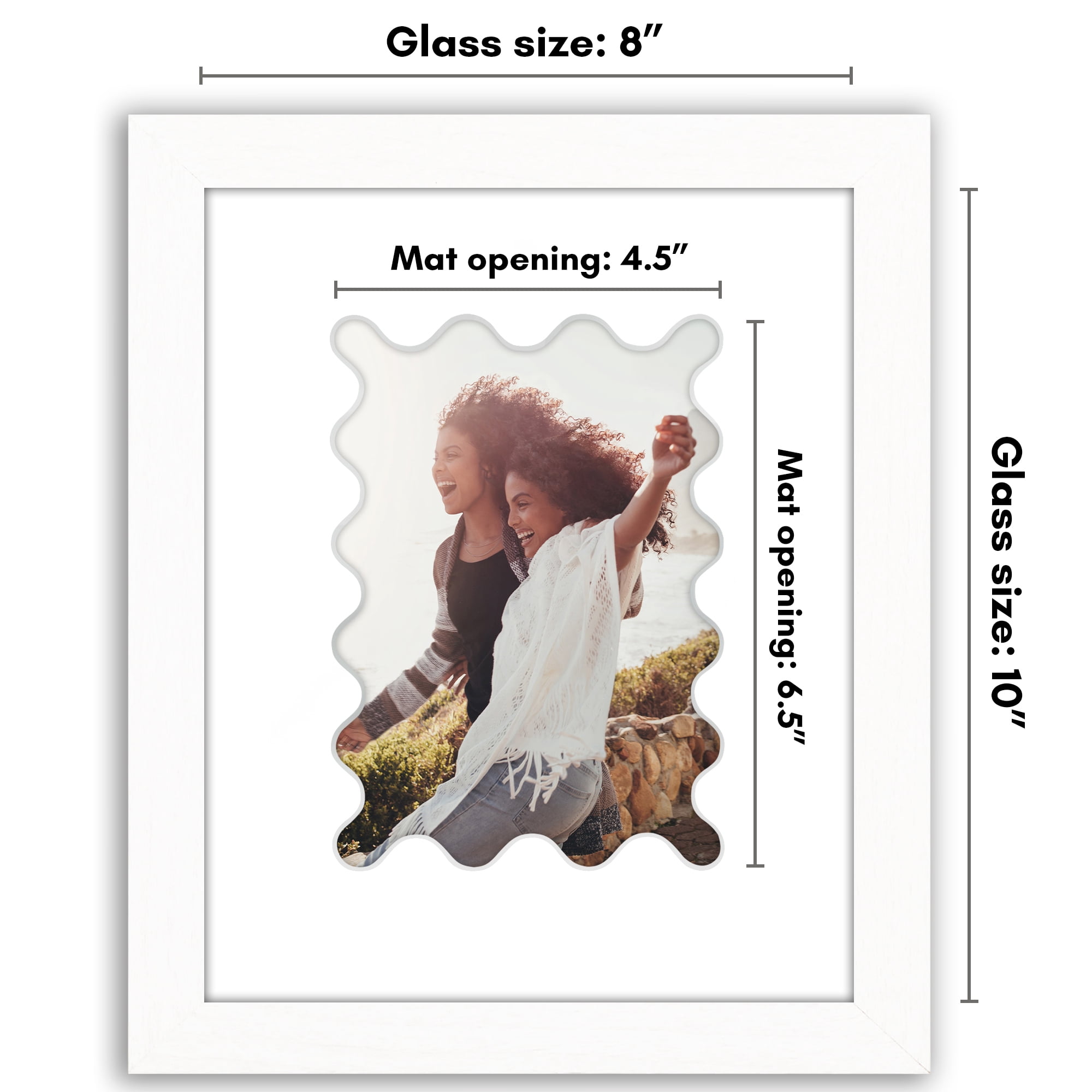 Americanflat 8x10 Picture Frame with Wavy Mat Shatter-Resistant Glass elevate cherished photos - White