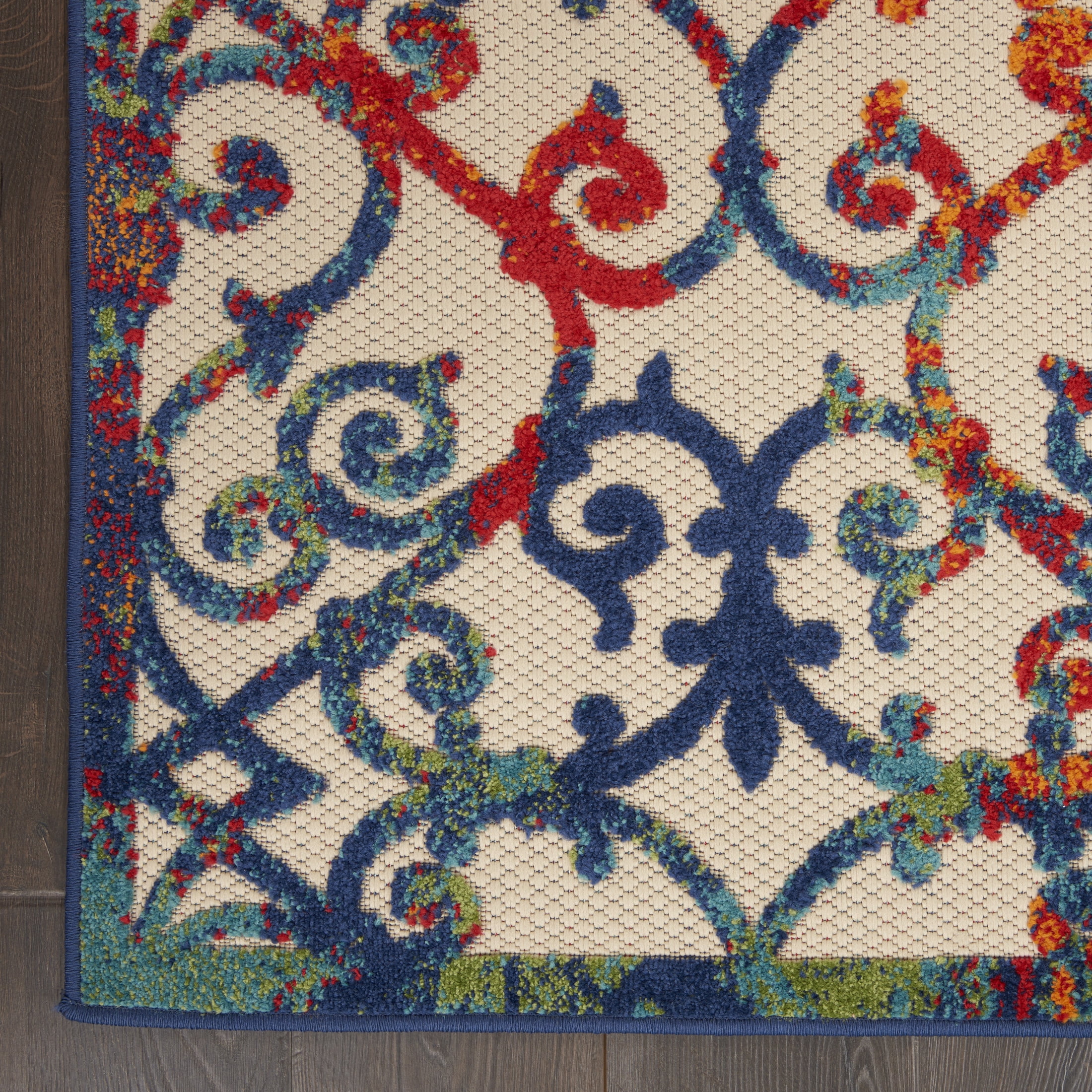 Nourison Aloha Indoor/Outdoor Transitional French Country Multicolor 6' x 9' Area Rug, (6' x 9')
