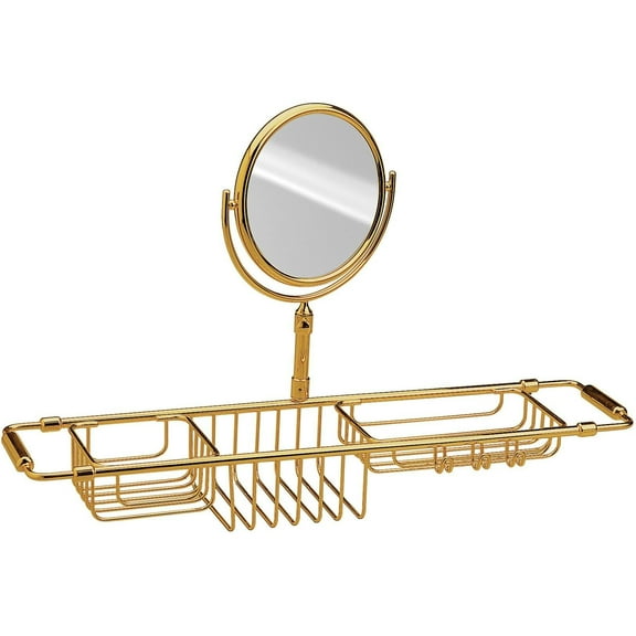 AGM Home Store Bathtub Caddy Tray Bath Storage Extending Sides Tub Tray and Makeup Mirror 3x