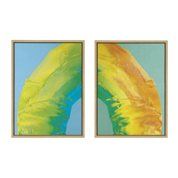 Sylvie MP Rainbow Sorbet 18 in x 24 in Framed Painting Canvas Art Prints, by Kate and Laurel Set of 2