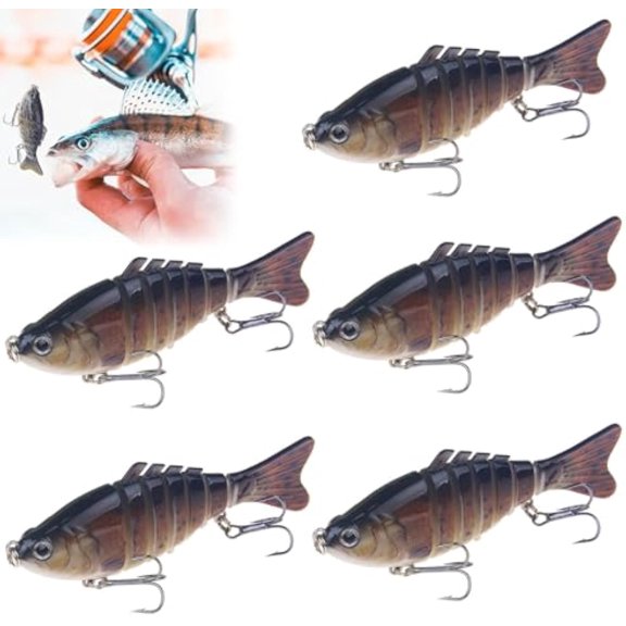 5PCS Robotic Fishing Lure, 3D Swimming Bait for Freshwater & Saltwater, Fishing Gear Attracts Fishing Lures Trout Bass for Beginners, Amateurs and Professionals