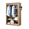 thumbnail image 2 of Closet Armable Ropero Pequeño de 2 Secciones Largo 105cm Marron 165*105*45cm Marthing Ropero Multifuncional Gran Capacidad para Mudanzas y Espacios Temporales Armario Portatil Facil de Armar, 2 of 11