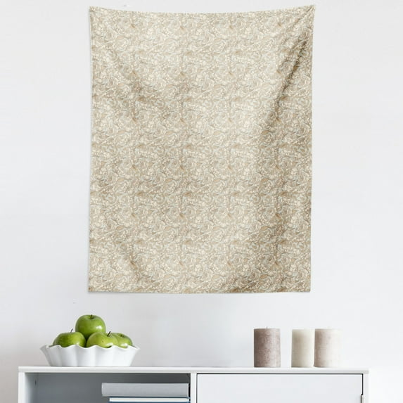 Beige Tapestry, Floral Ornamental Pattern with Wedding Bouquet Blossoming Nature Botanical Print, Fabric Wall Hanging Decor for Bedroom Living Room Dorm, 5 Sizes, Dust Beige Tan, by Ambesonne