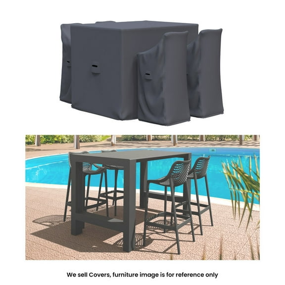 Covers & all Outdoor Dining Set Covers for Farrah 4-Person Rectangular Extendable Table & Chairs, Water-Repellent UV-Resistant Polyester