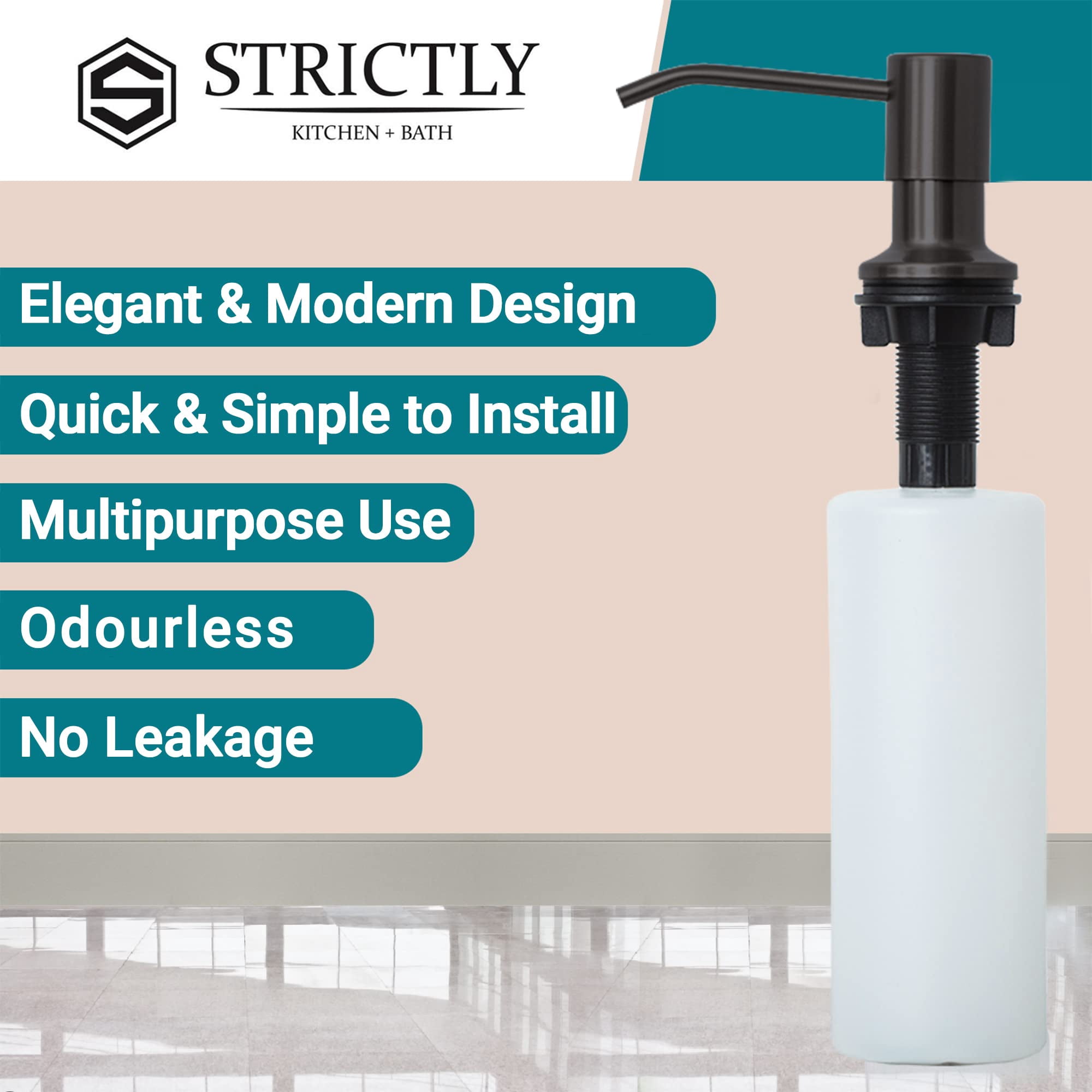 Strictly Sinks Liquid Soap Dispenser Stainless Steel Refillable Dish Soap Dispenser Bottle with Pump