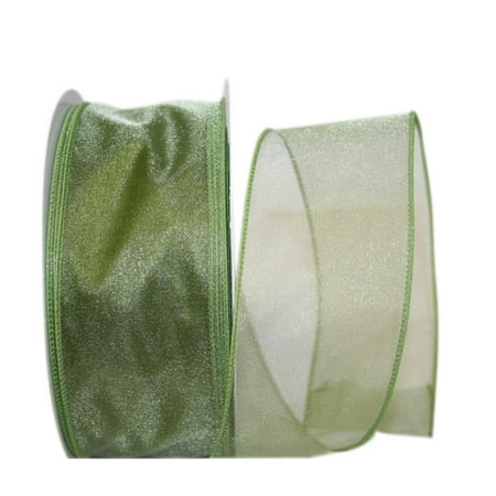 UPC: 0840108864872 | Jam Paper Sheer Wired Ribbon  2 1/2 Inches X 50 Yards  Moss  1/Pack