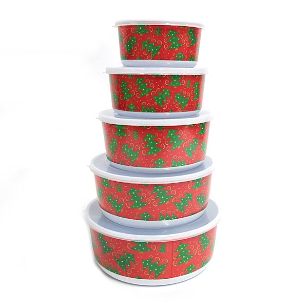 Holiday Melamine Nesting Bowl Food Storage with Lid, 10PC Walmart