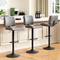 thumbnail image 3 of FIRAVOE Bar Stools Set of 3, Swivel Bar Stools with Backs, Faux Leather Adjustable Bar Stools 25"-34" Height, Modern Counter Height Barstools Bar Chairs for Kitchen Island, Gray, 3 of 10