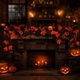 thumbnail image 7 of 68.9 Inch Black Red Artificial Maple Leaf Garland, Flexible Fabric Autumn Foliage Vine For Door Frame Mantel Dining Table Railing Indoor Outdoor Halloween Thanksgiving Farmhouse Seasonal Home Decor, 7 of 7