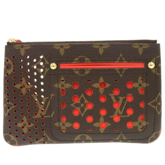 Pre-Owned Louis Vuitton Pochette Plat Monogram Perforated M95187 Orange Pouch LV... (Good)